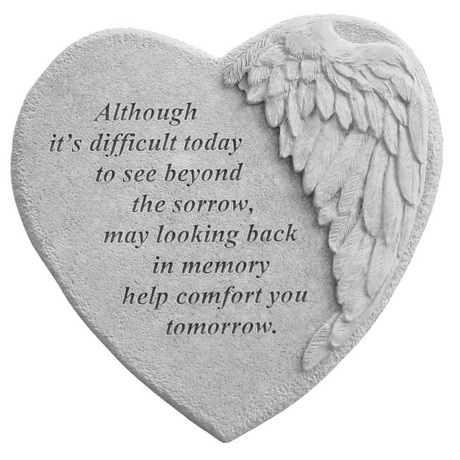 Although It'S Difficult Winged Heart- Garden Memorial Accent Stone, GREY, hi-res image number null