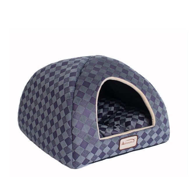 Purple Gray Checkered Cat Dog Bed, , alternate image number null