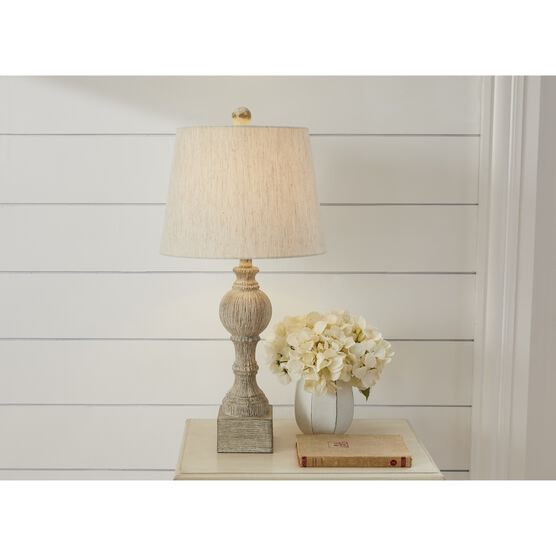 Cottage Antique White Resin 26.5" Table Lamp, Set 2, , alternate image number null
