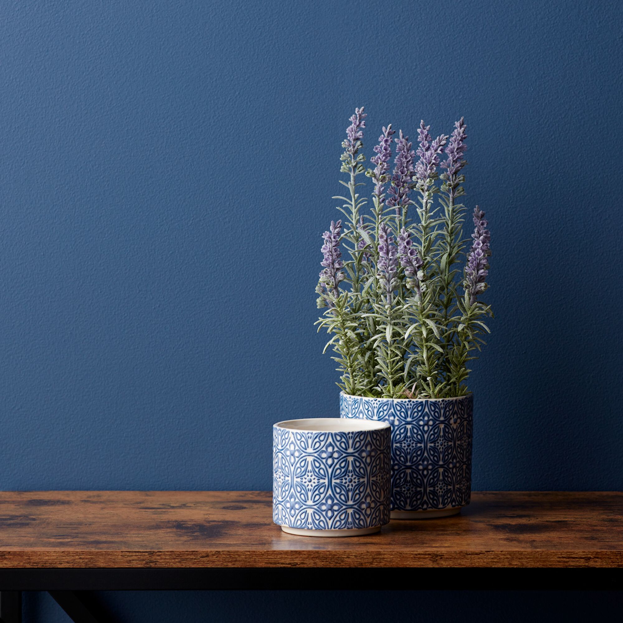 Ornamental Blue and White Ceramic Pot (Set of 2), BLUE/WHITE, alternate image number 1