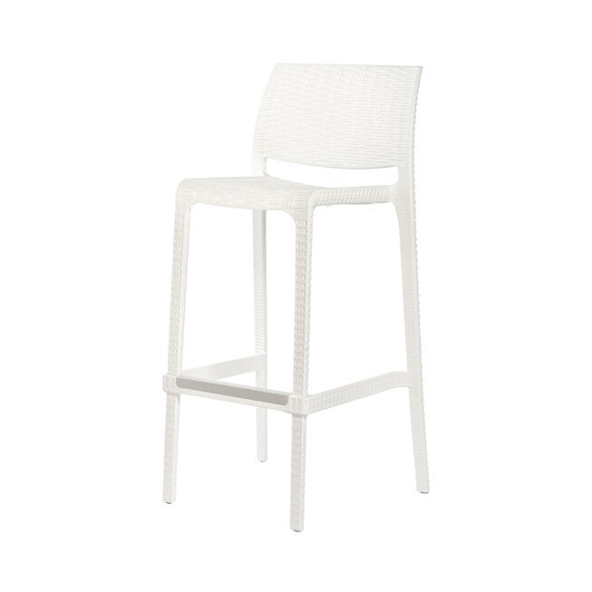 Set of 2 Rue Outdoor Stackable Bar Stools, WHITE, alternate image number 2