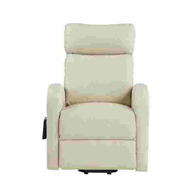 Front view of cream-colored power lift recliner