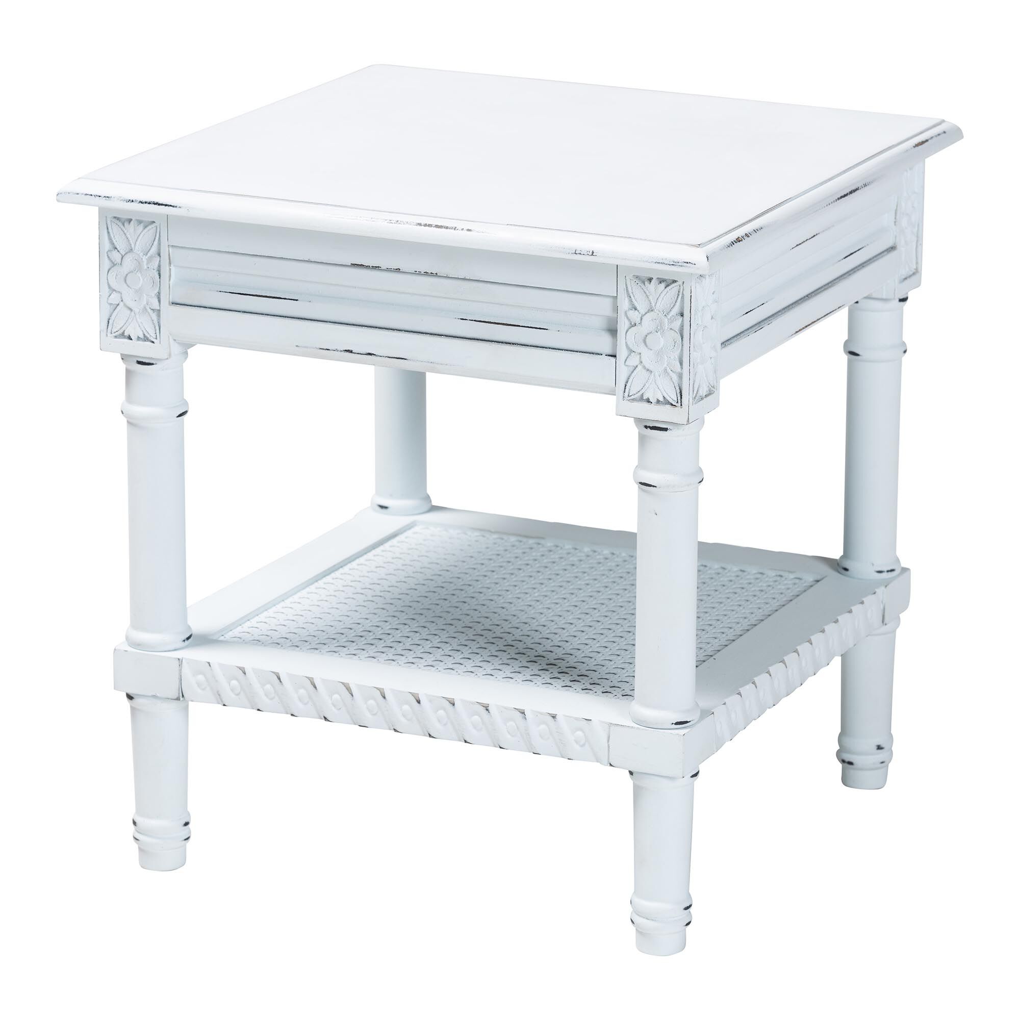 Jeanne Vintage Traditional White Wood End Table, WHITE, alternate image number 1