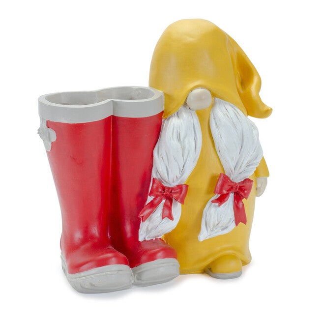 Garden Gnome With Rainboot Planter or Vase, Set Of 2, , on-hover image number 1