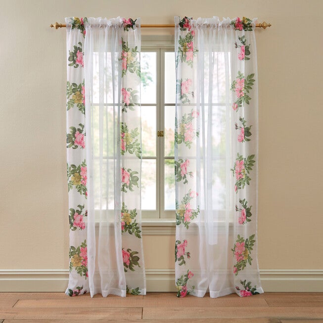 BH Studio Printed Voile Rod-Pocket Panel, FLORA, hi-res image number 0