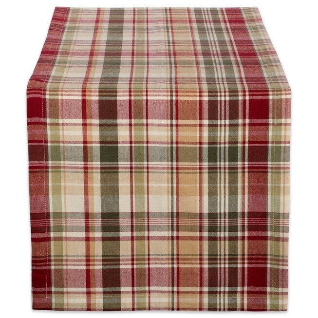 Give Thanks Plaid Table Runner 14x72, TAN, hi-res image number 0