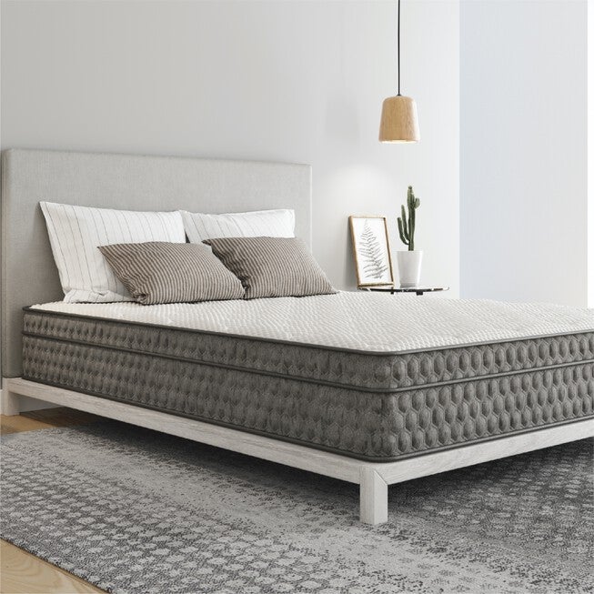 11 inches Gel Memory Foam Quilted Hybrid, Medium, Twin Xl Mattress, WHITE GREY, hi-res image number 0
