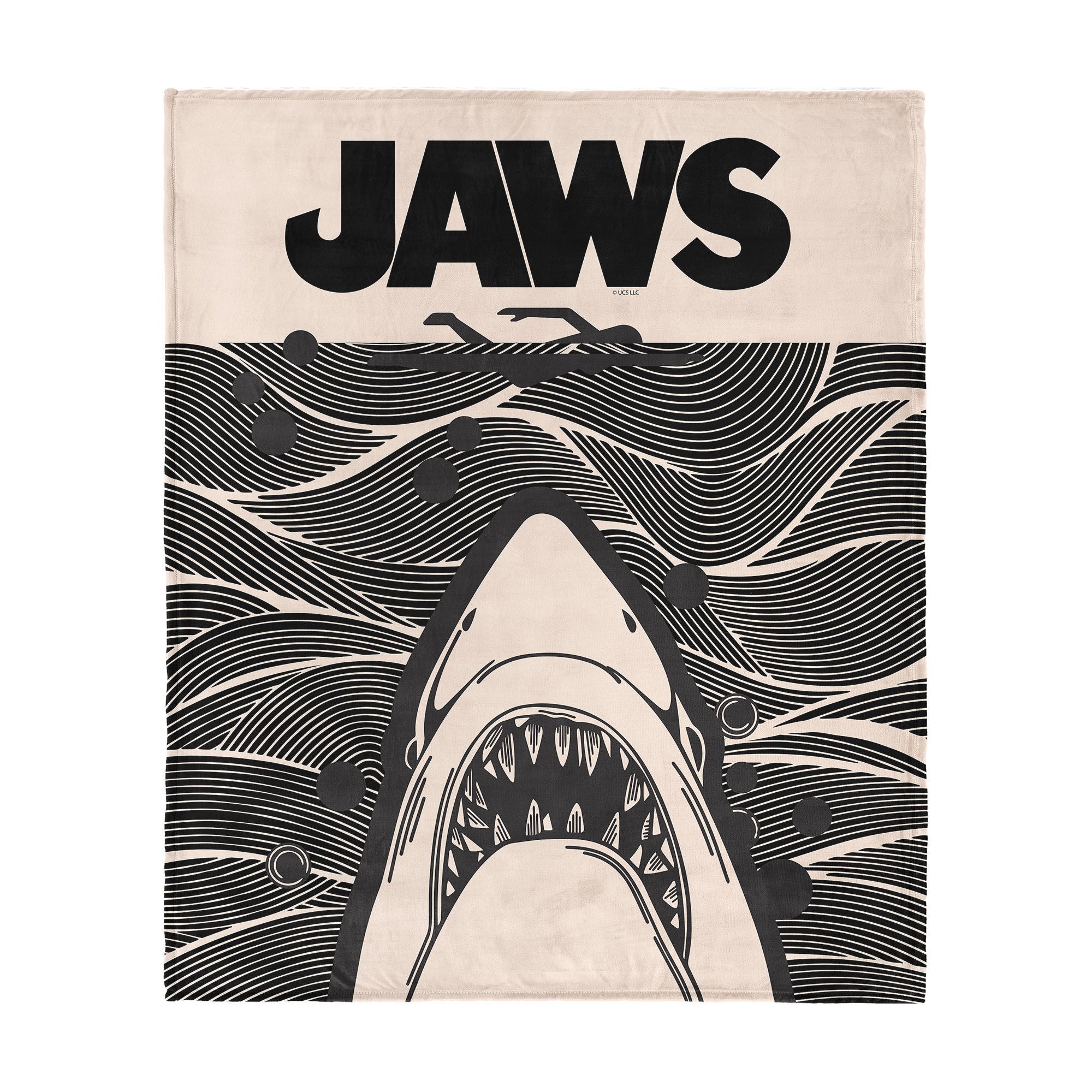 Jaws Duotone Poster Silk Touch Throw Blanket 60x80 inches, BLACK, hi-res image number 0