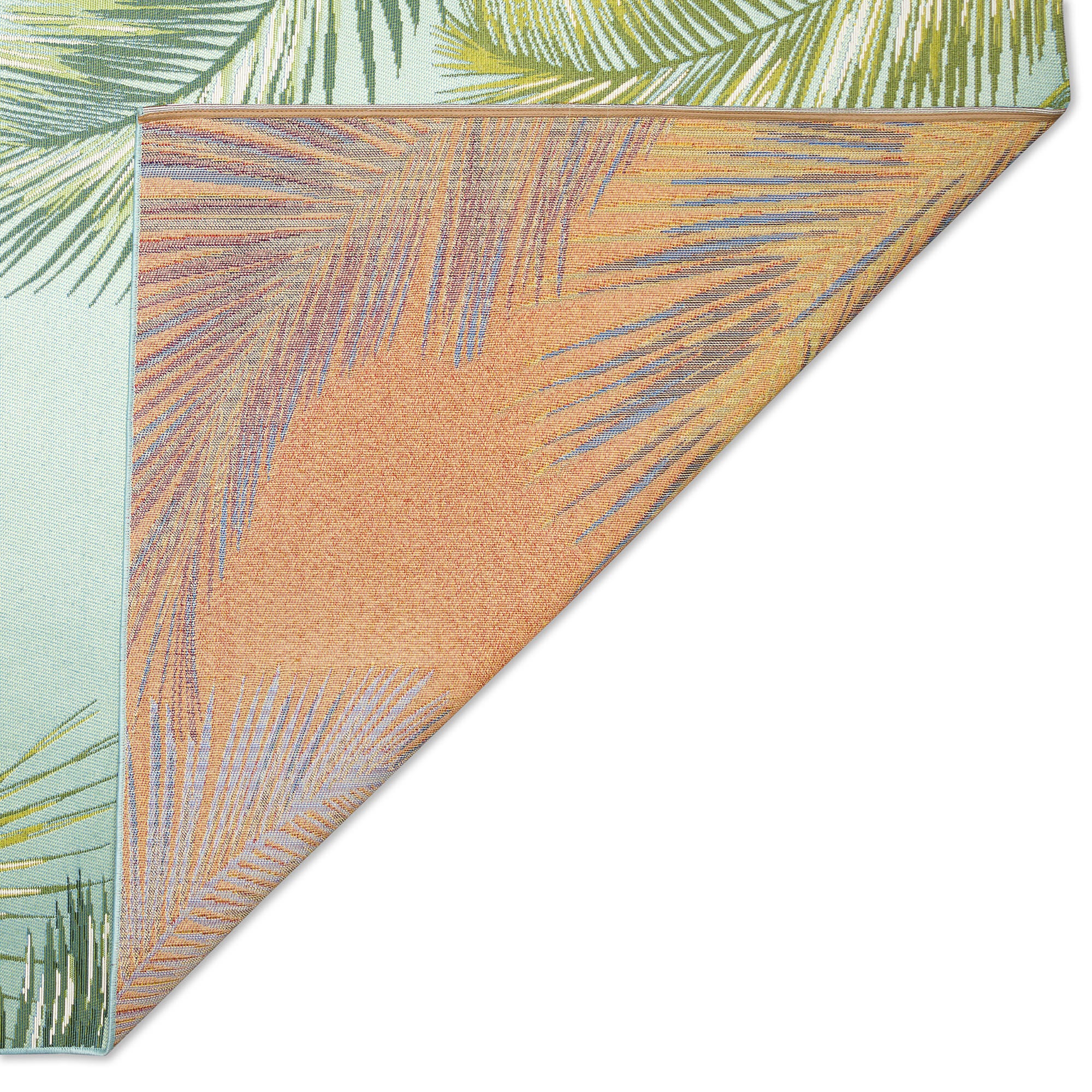 Liora Manne Marina Palm Border Indoor/Outdoor Area Rug Aqua 7 feet 10 inches x 9 feet 10 inches, AQUA, on-hover image number 1