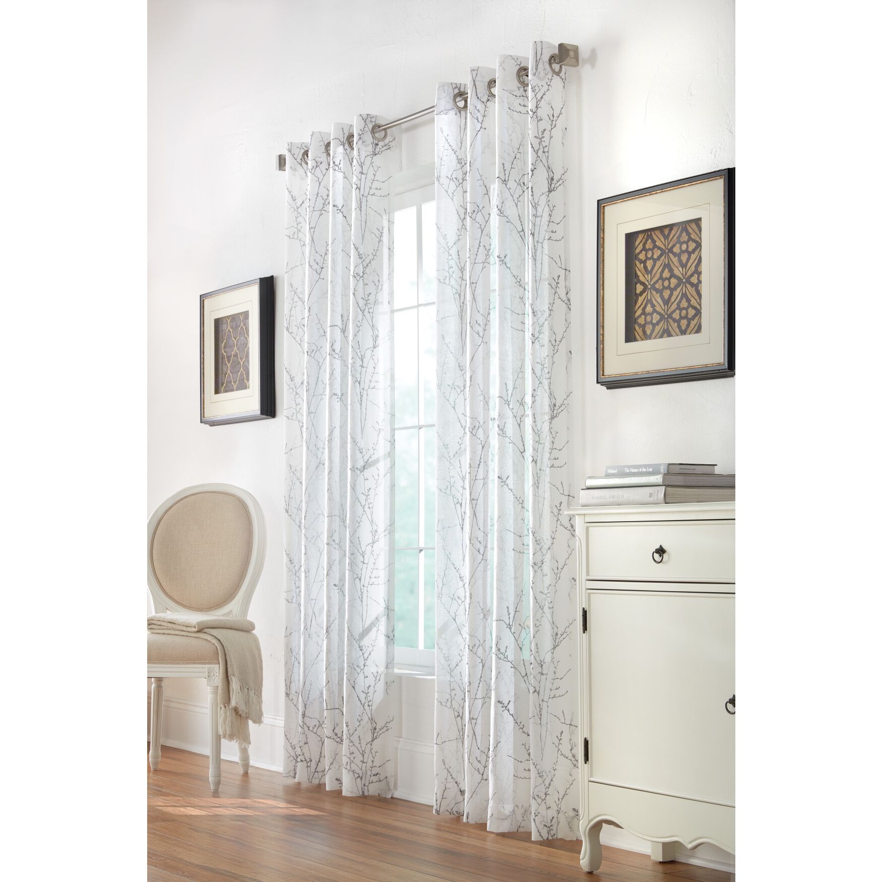 Liberty Light Filtering Grommet Curtain Panel, WHITE, hi-res image number 0