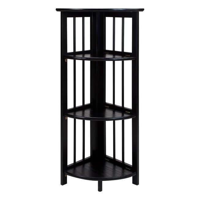 4-Shelf Corner Folding Bookcase-Black, BLACK, hi-res image number null