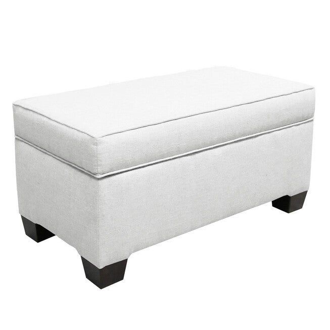 Upholstered Plain Top Storage Bench in Twill, WHITE, hi-res image number 0