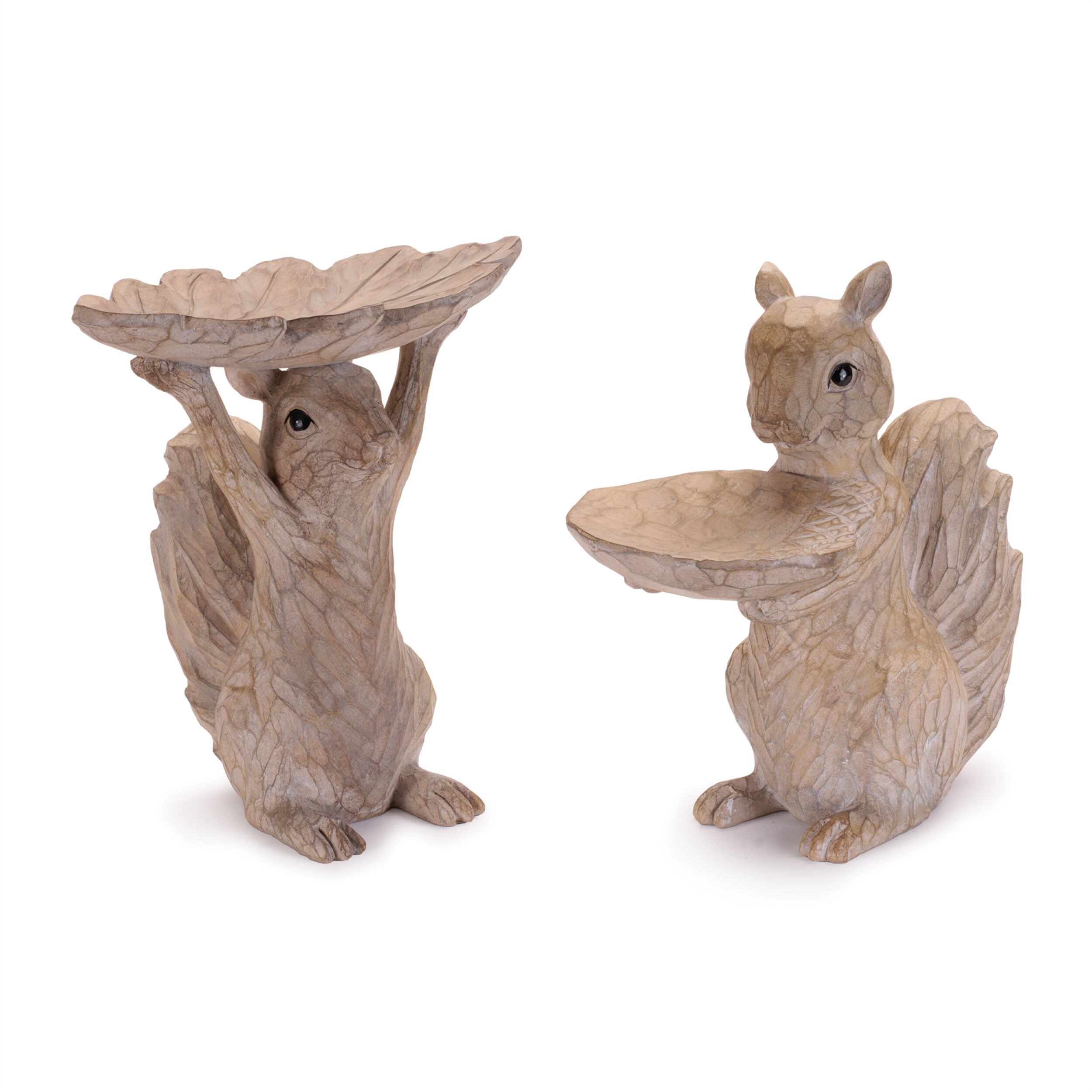 Woodland Squirrel Resin Bird Feeder Set (Set of 2), BEIGE, hi-res image number 0