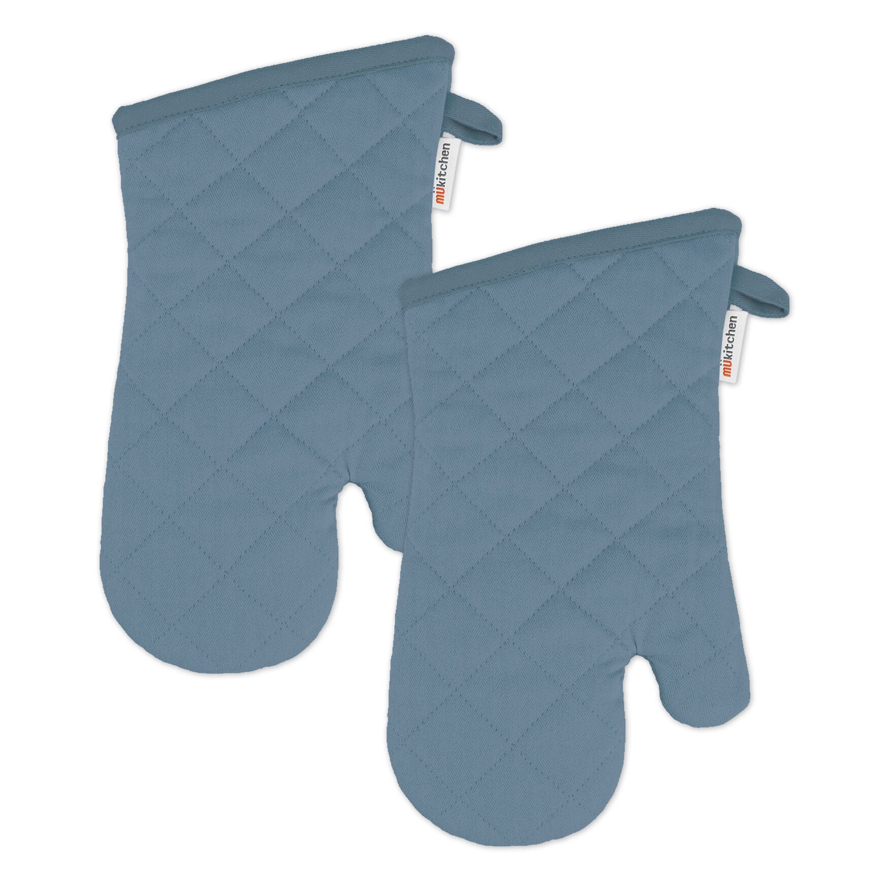 Solid Twill Oven Mitt, Set 2, BLUE, hi-res image number 0