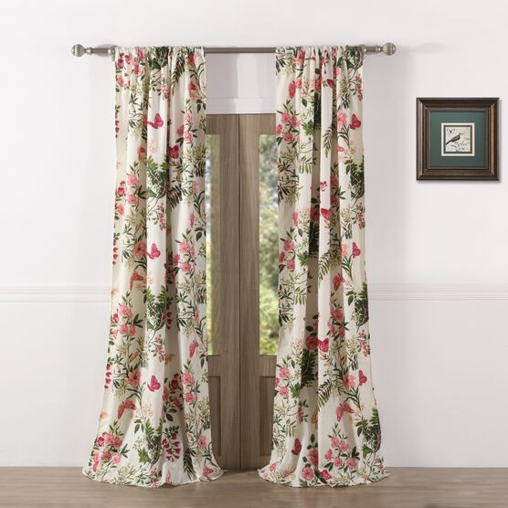 Butterflies Curtain Panel Pair , MULTI, hi-res image number null