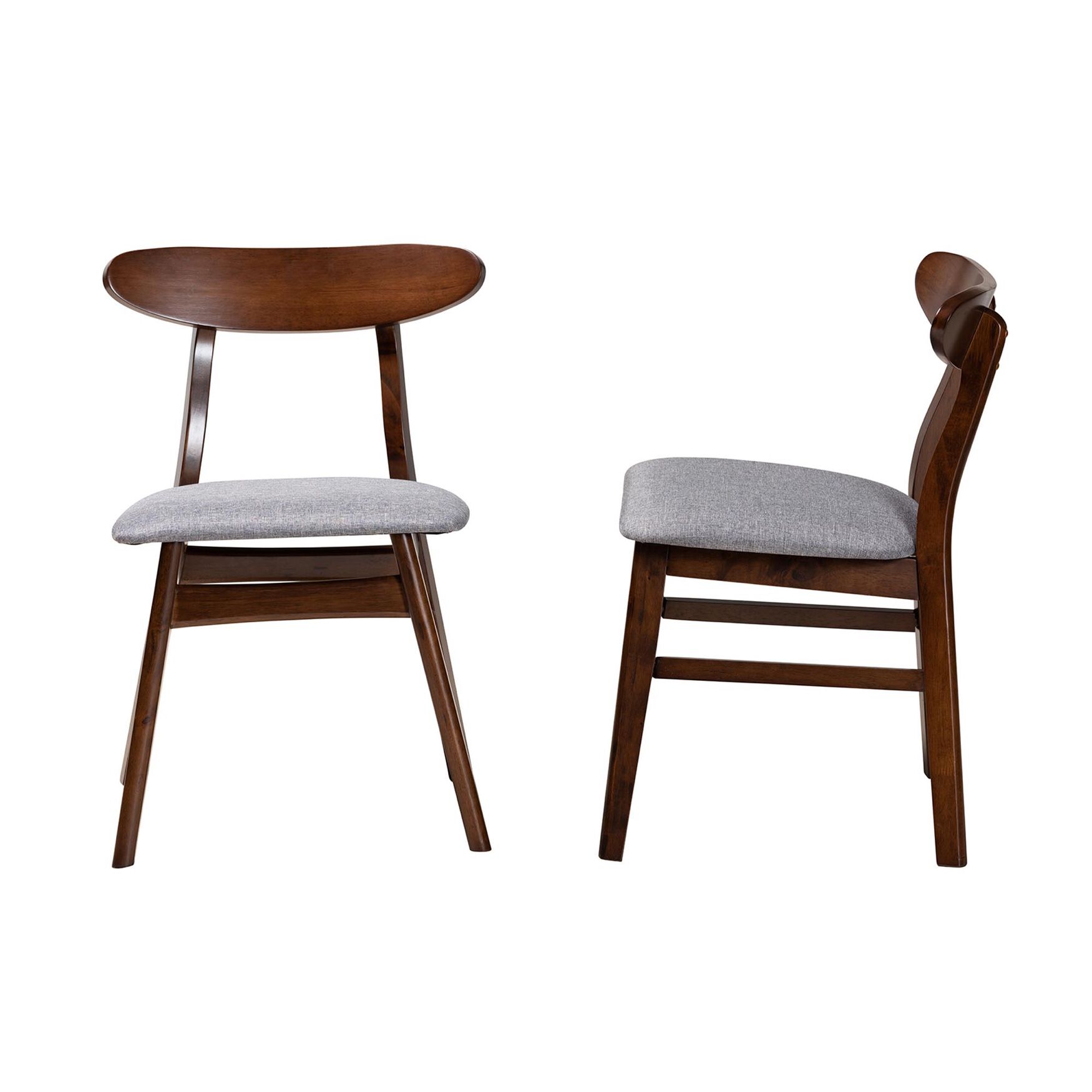 Ulyana Mid-Century Grey Fabric And Natural Brown Finished Wood 2-Piece Dining Chair Set, , alternate image number 9