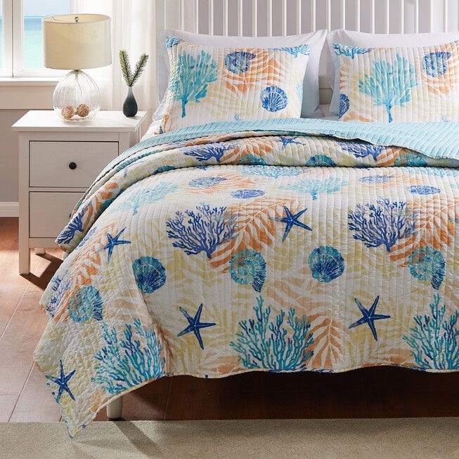 Montego Quilt And Pillow Sham Set, AQUA, hi-res image number null