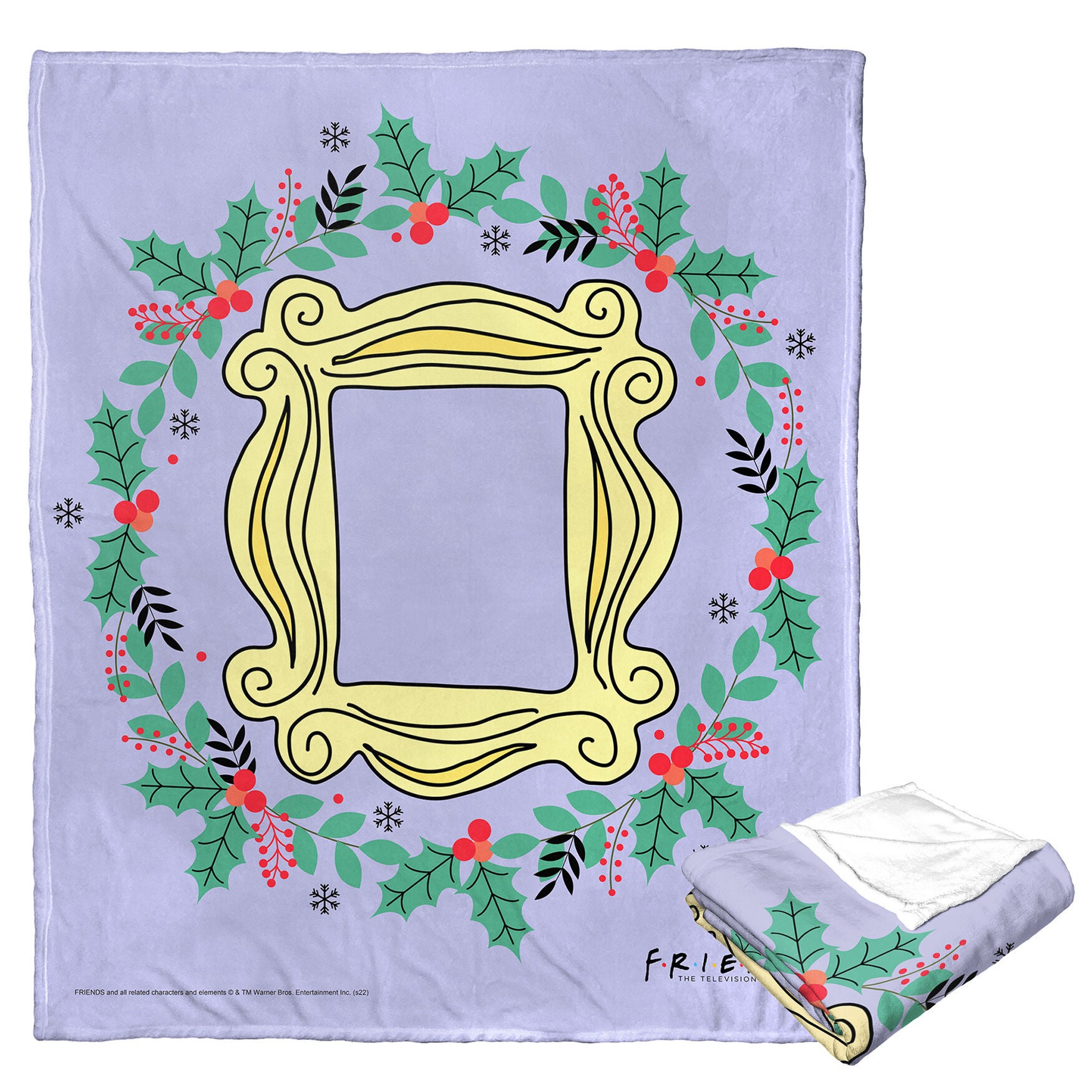 Wb Friends Wreath Silk Touch Throw Blanket, O, hi-res image number 0