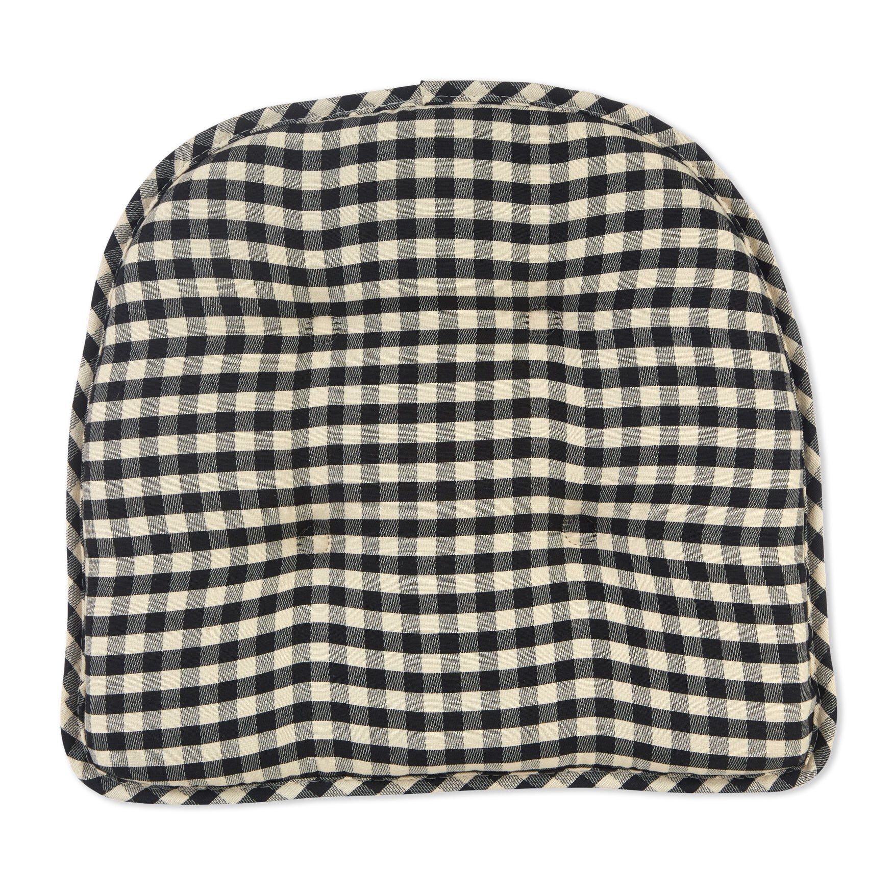 Gingham Gripper® Chair Cushion, BLACK, hi-res image number 0
