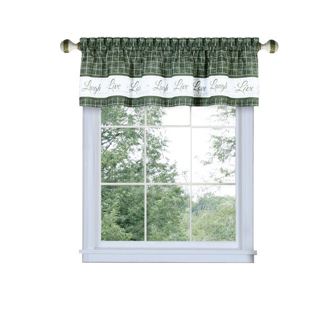 Live, Love, Laugh Window Curtain Valance - 58x14, GREEN, hi-res image number null