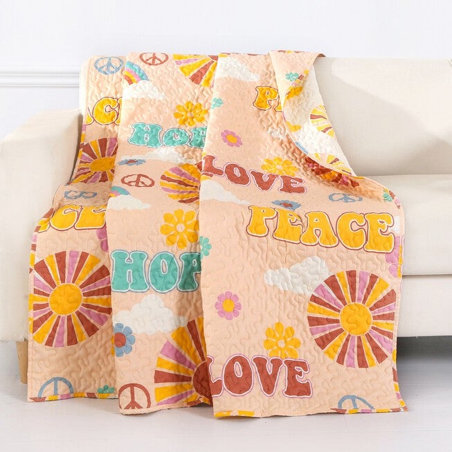 Cassidy Quilted Throw Blanket, PEACH, hi-res image number 0