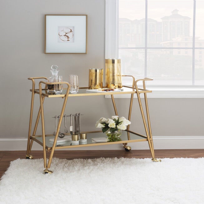 Gold Mid-Century Bar Cart, , alternate image number null