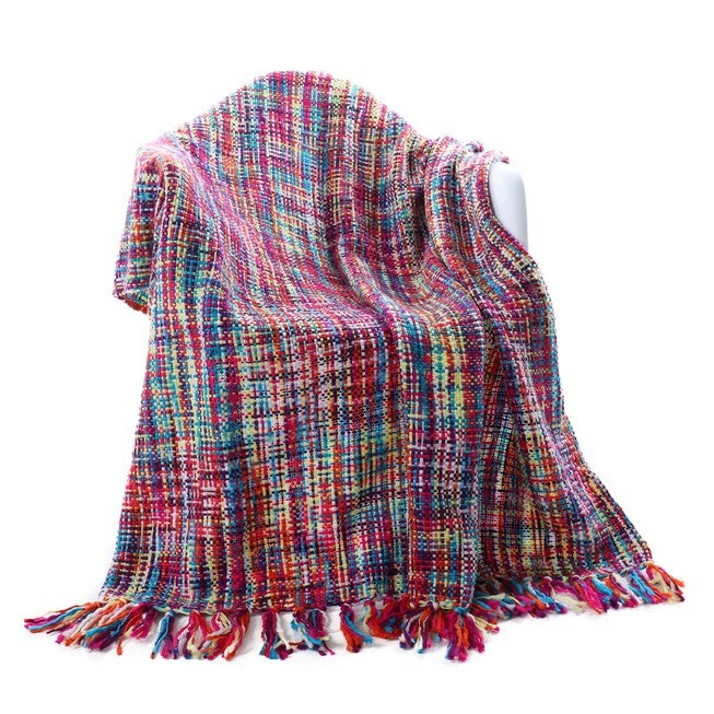 Battilo Home Tropical Style Multi-Color Rainbow Throw Blanket, 63 inches x 49 inches, MULTI, hi-res image number null