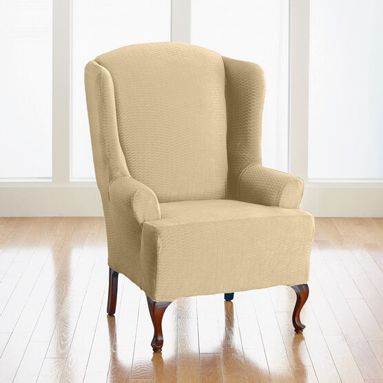 BH Studio Brighton Stretch Wing Chair Slipcover, KHAKI, hi-res image number null