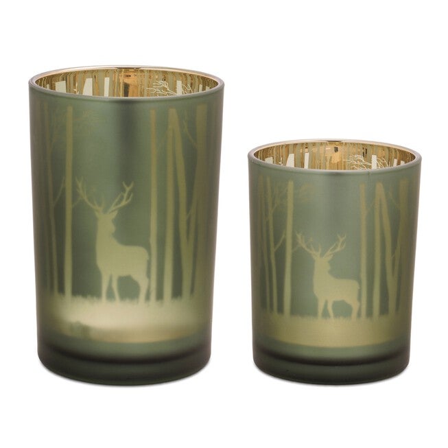 Mossy Oak Deer Candle Holder (Set of 2), GREEN GOLD, hi-res image number 0