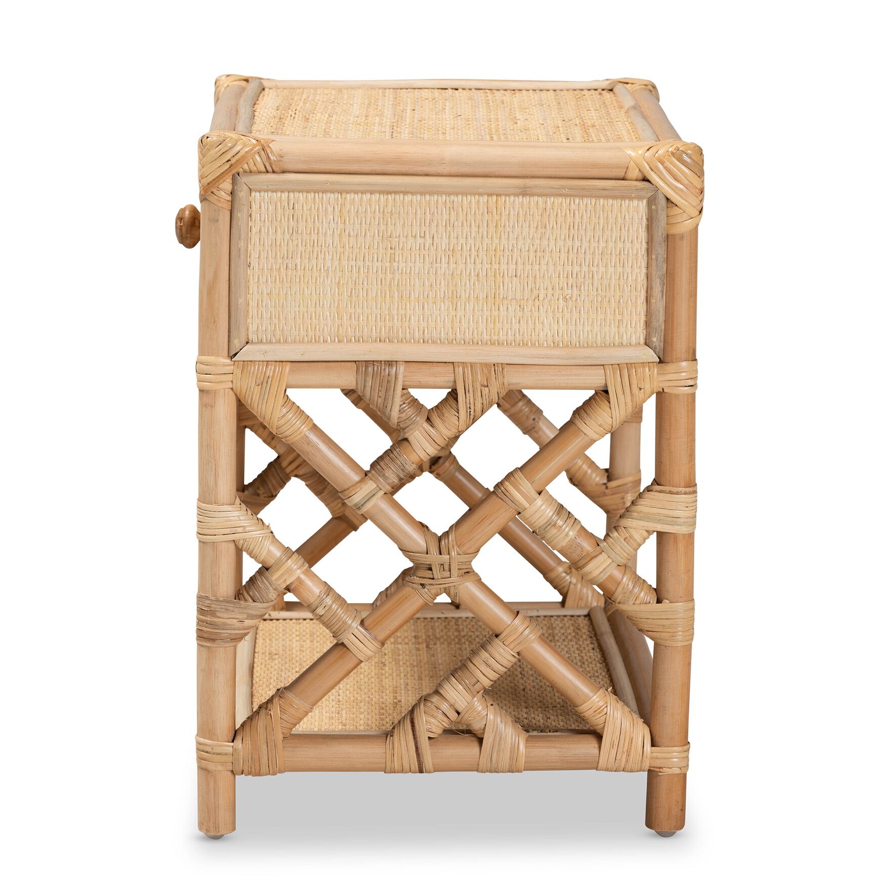 Camara Modern Bohemian Natural Brown Rattan 1-Drawer Nightstand, , alternate image number 9