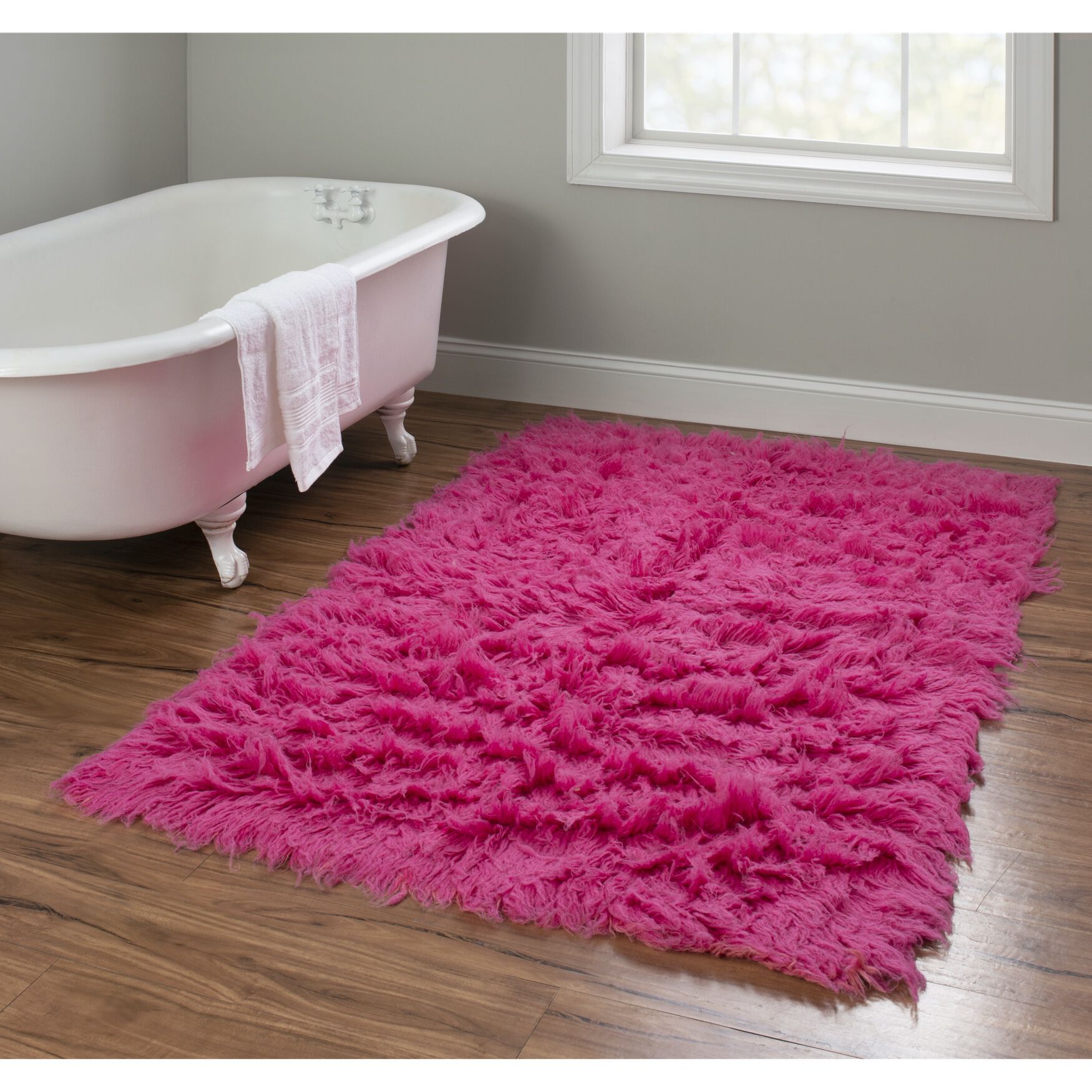 Flokati Fushcia Rug, , alternate image number 6