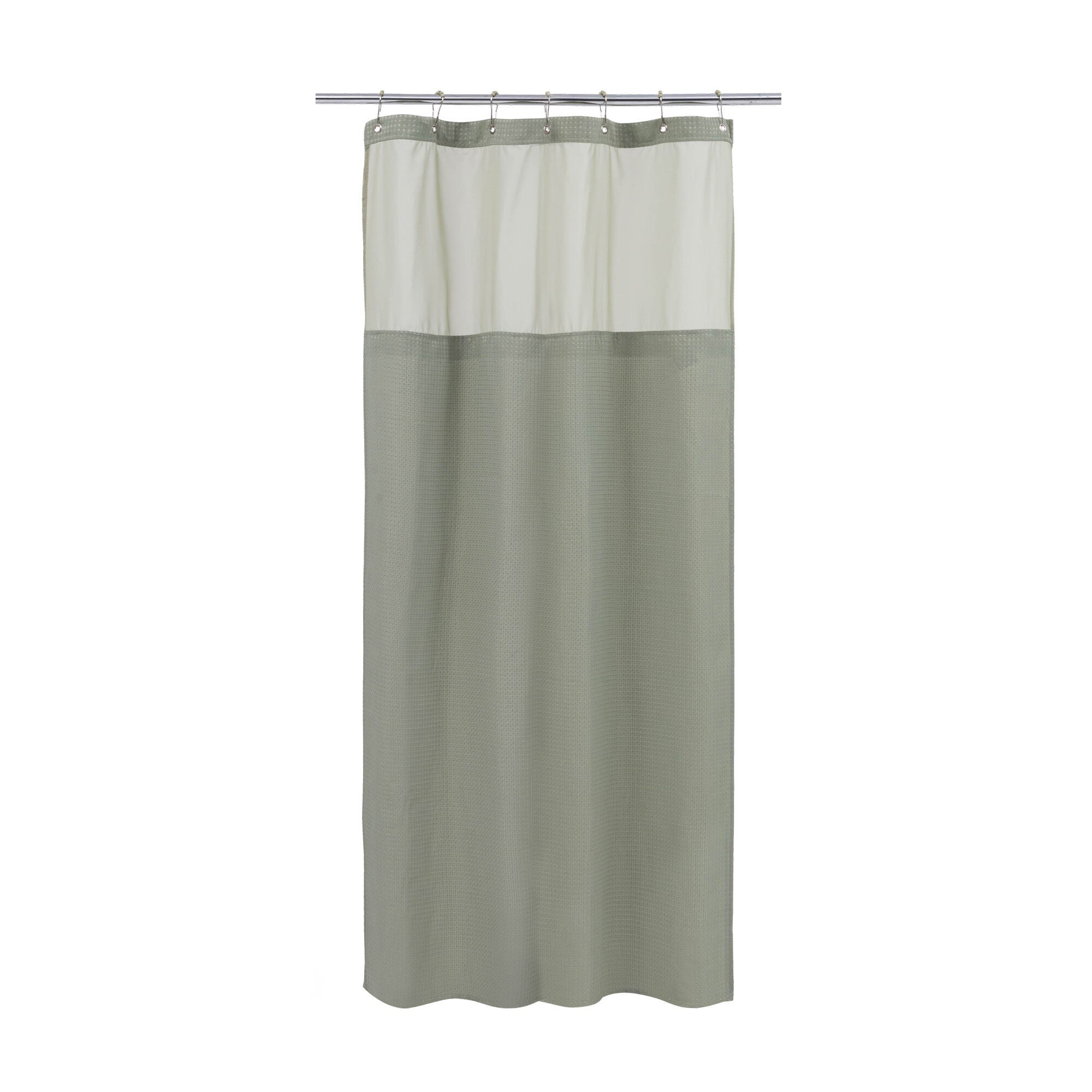 Dobby Waffle Shower Curtain with Snap-in Liner, Hooks included, SAGE, alternate image number 5