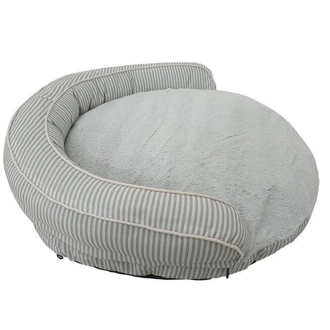 Stripe Printing poly-cotton bolster with detachable faux fur cushion Medium Size, , alternate image number 2