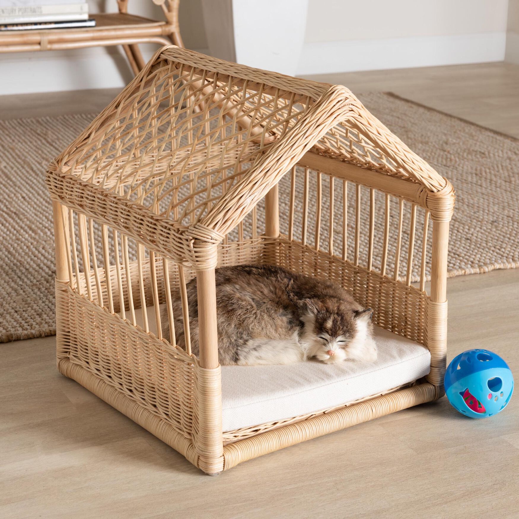 Pieta Modern Bohemian Natural Brown Rattan Pet Bed, , alternate image number 5