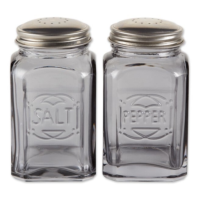 Retro Glass Salt & Pepper Set - Gray, GRAY, hi-res image number 0