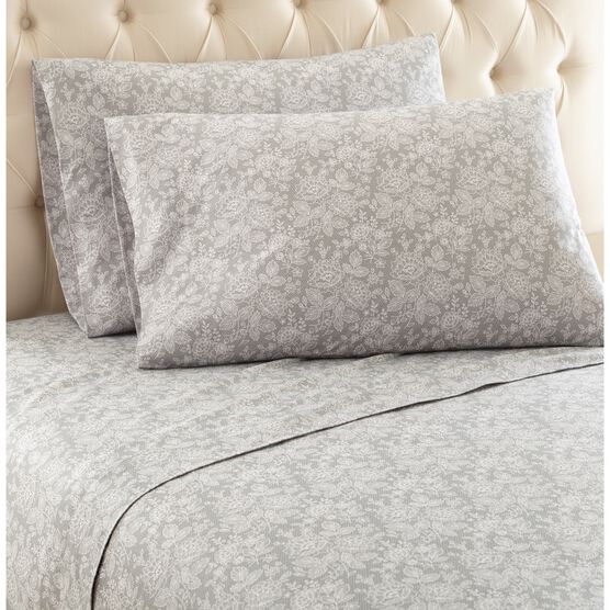 Micro Flannel® Grey Floral Print Sheet Set, GRAY, hi-res image number null
