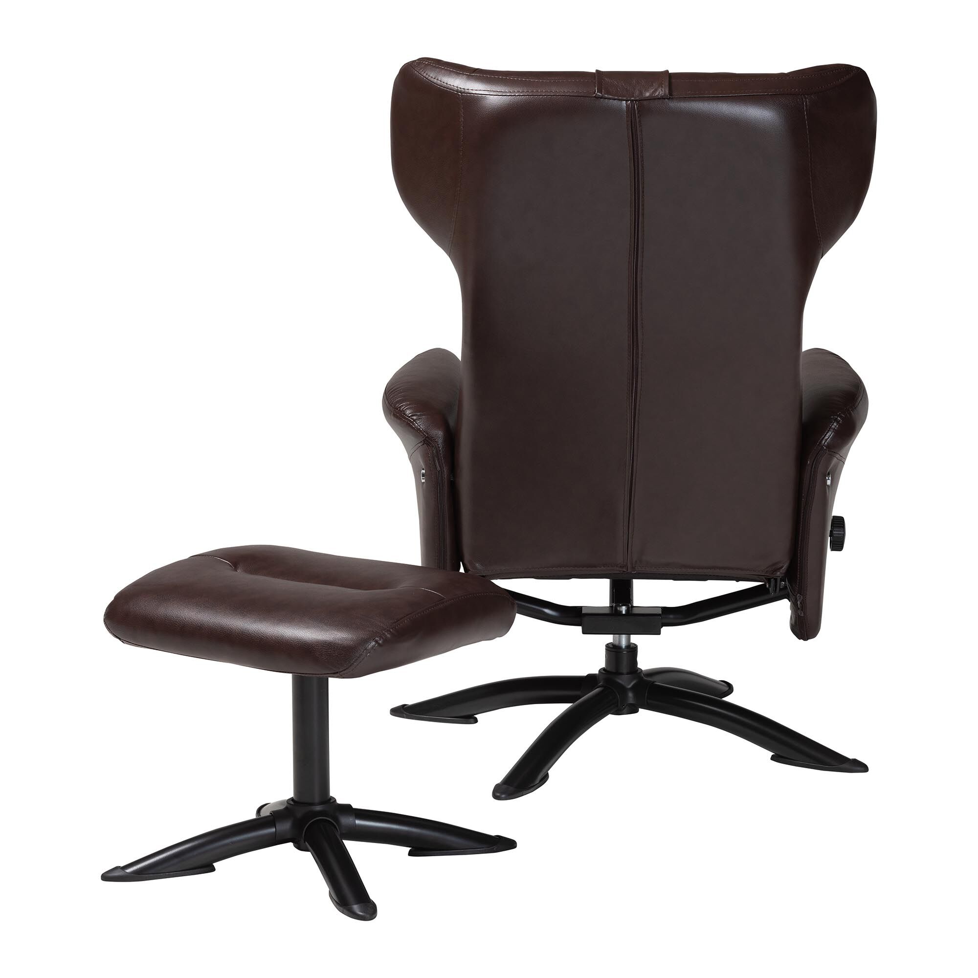 Elwood Modern Brown Faux Leather 2-Piece Lounge Chair and Footrest Set, BROWN, alternate image number 5