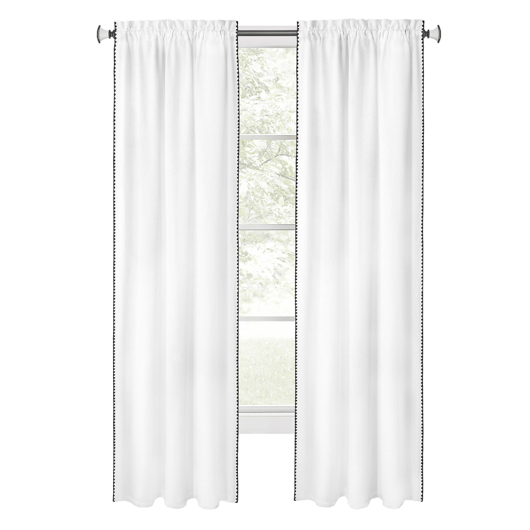 Kendal Rod Pocket Window Curtain Panel, WHITE, alternate image number 1