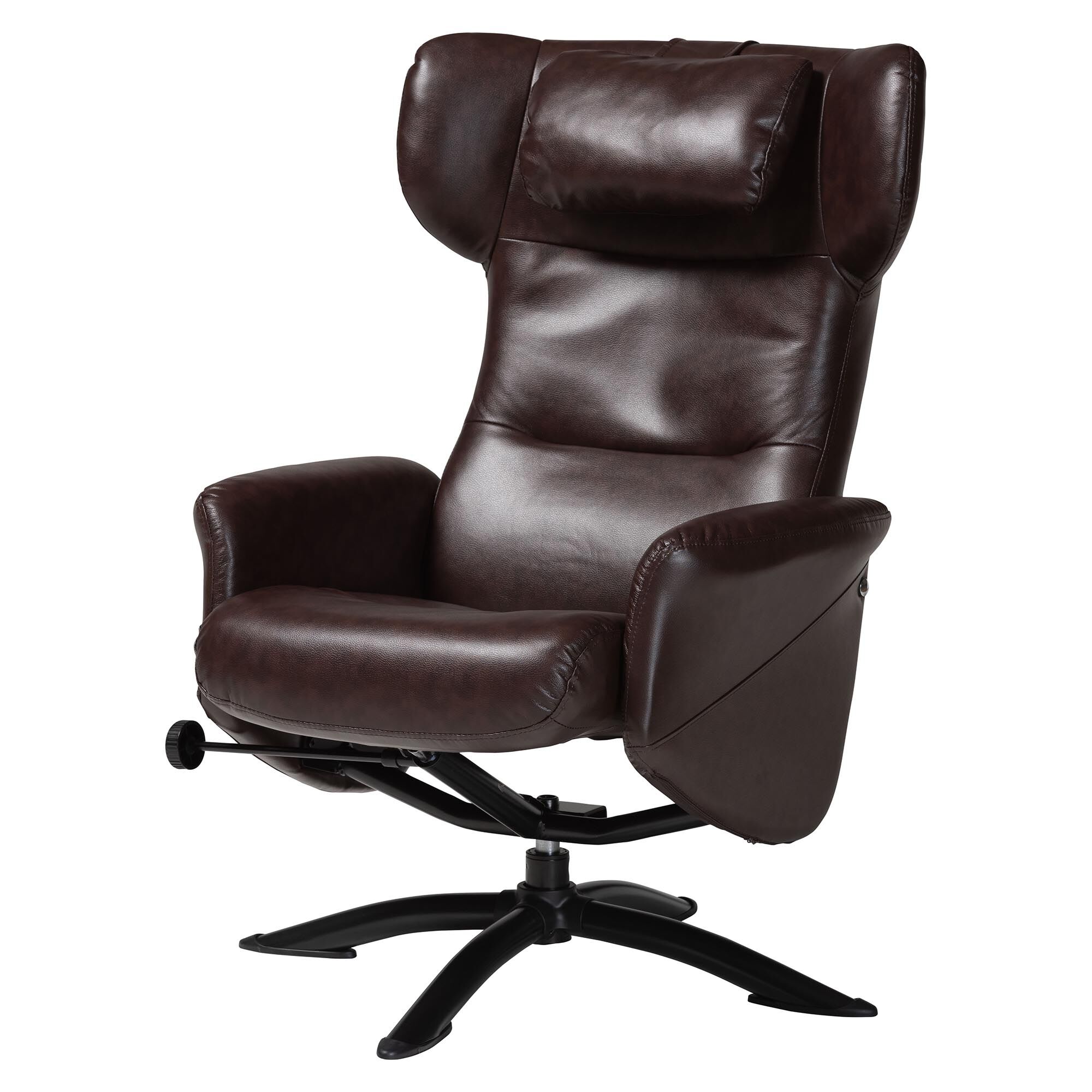 Elwood Modern Brown Faux Leather 2-Piece Lounge Chair and Footrest Set, BROWN, alternate image number 6
