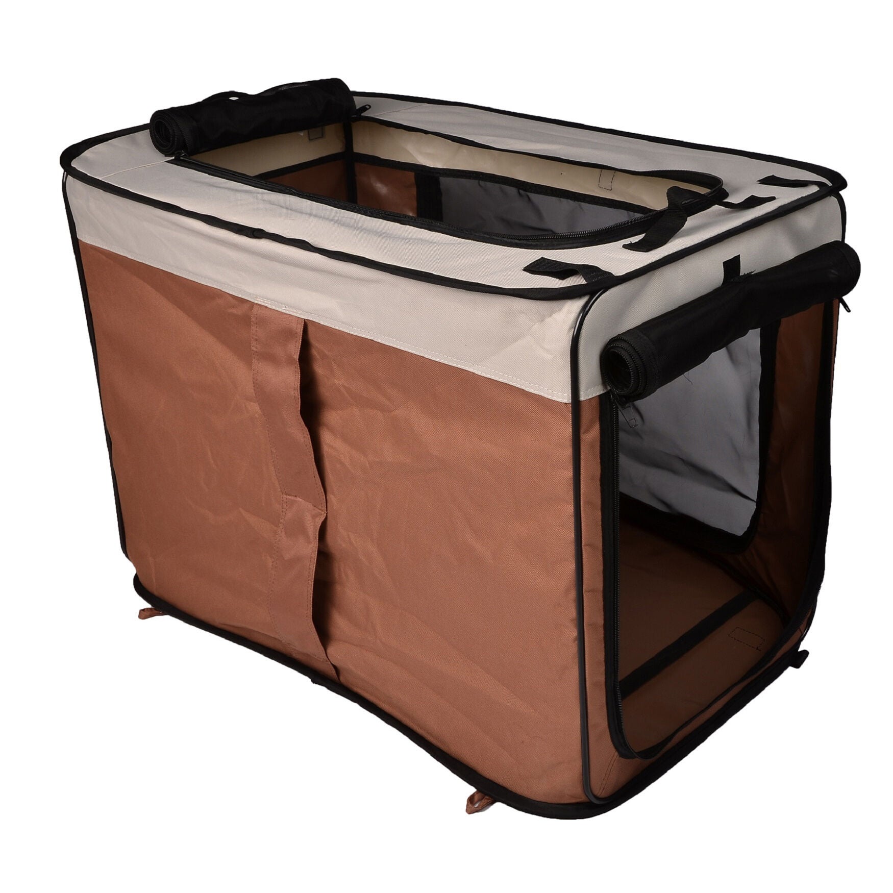 Large Portable/Foldable Kennel, 31.8 inches x 22.5 inches x 24.5 inches/25.6 inches x 20.86 inches x 2.35 inches, Brown, , alternate image number 2