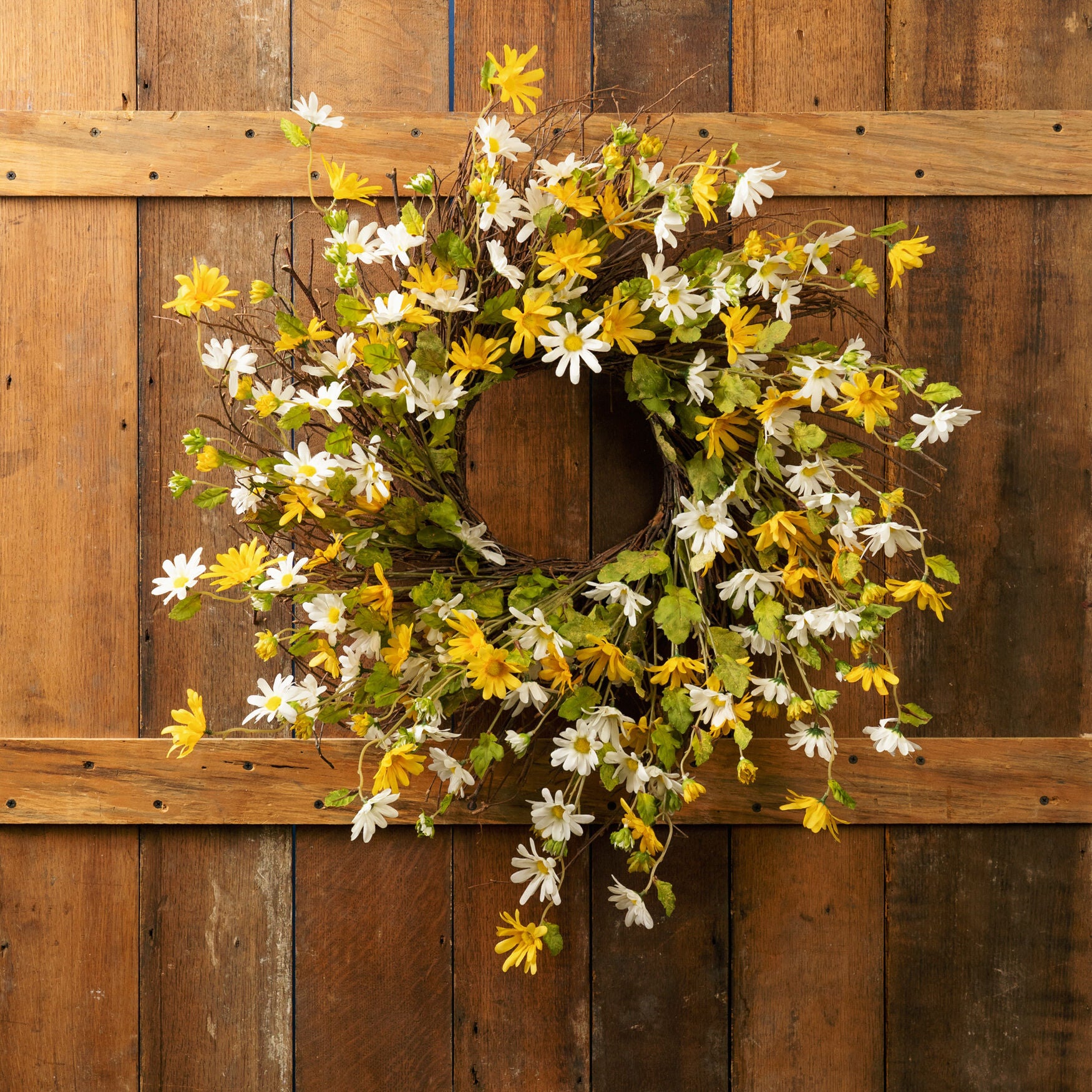 Mixed Daisy Floral Wreath 24 inchesD, , on-hover image number 1