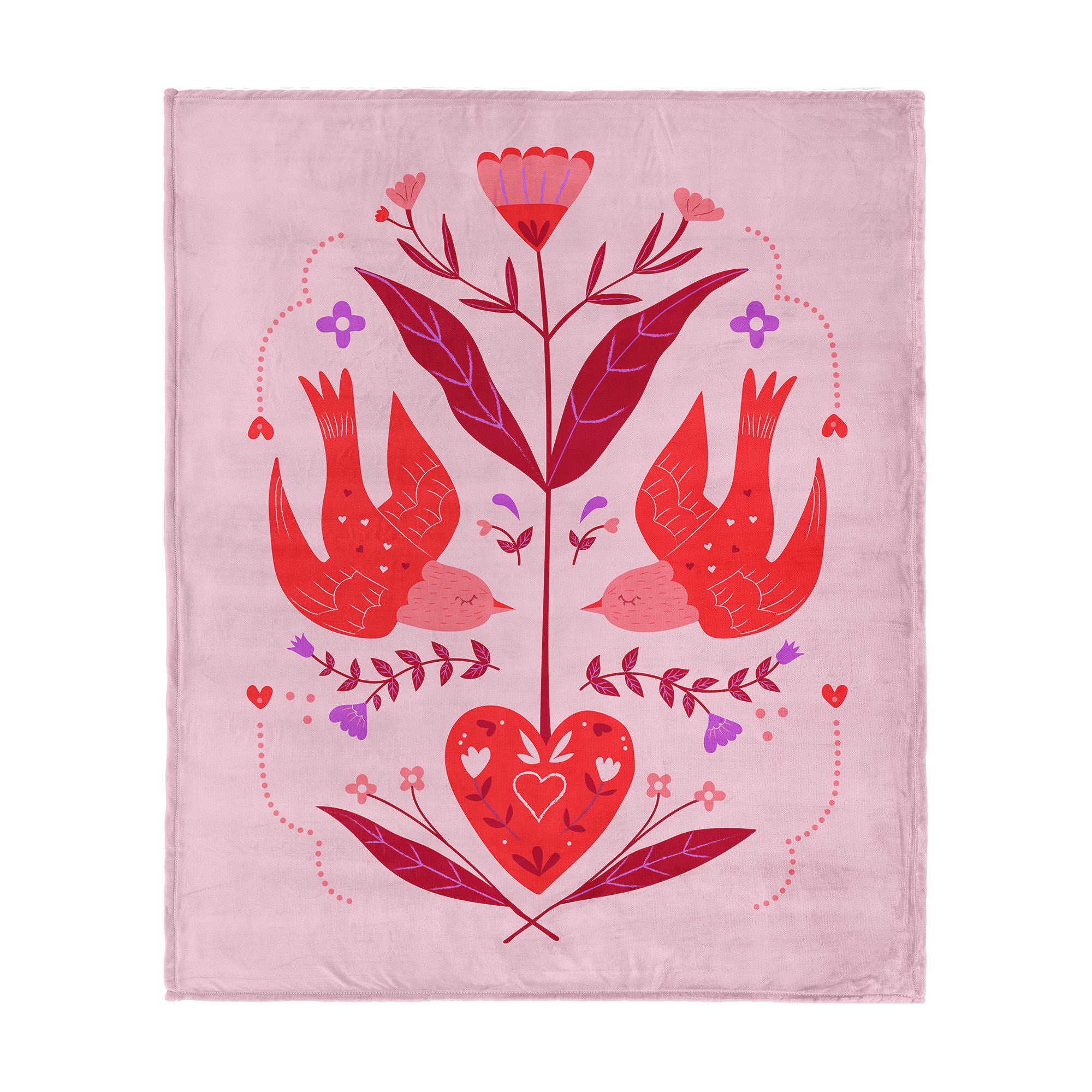 Valentine's Day Flying Birds Silk Touch Throw Blanket 50x60 Inches, FLYING BIRDS, hi-res image number 0