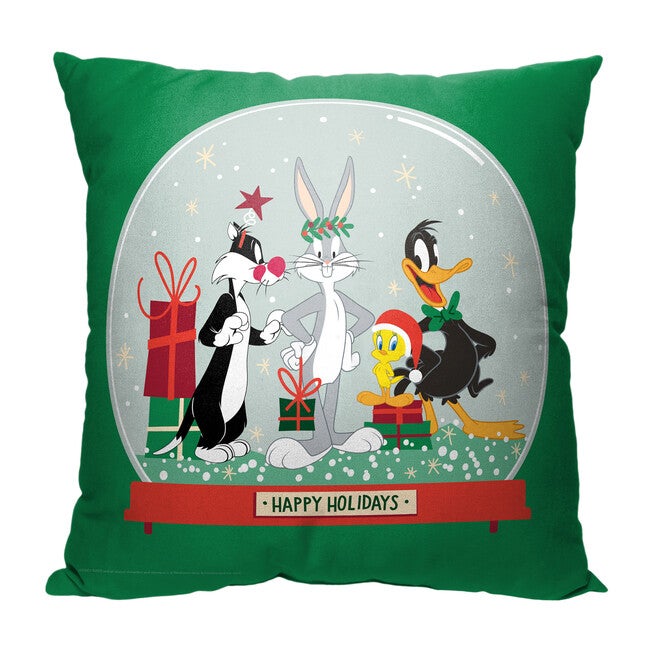 Wb Looney Tunes Silly Snowglobe Printed Throw Pillow, O, hi-res image number 0