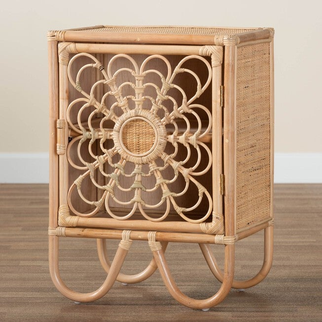 Acelin Modern Bohemian Natural Brown Rattan Nightstand, , alternate image number 7