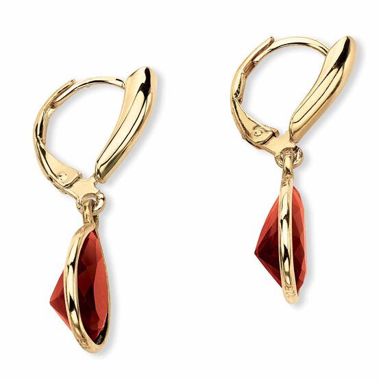 Gold over Sterling Silver Drop EarringsPear Cut Simulated Birthstones, , on-hover image number null