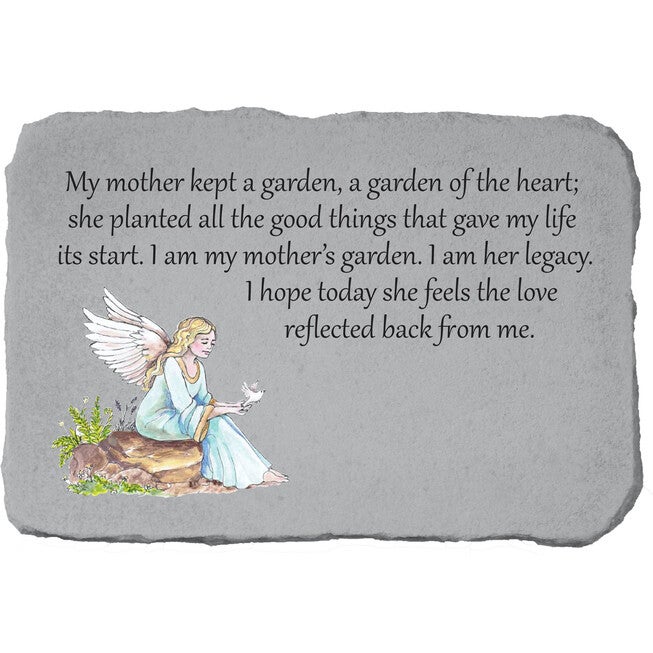 My Mother Kept A Garden Angel Garden Memorial Stone, GREY, hi-res image number null