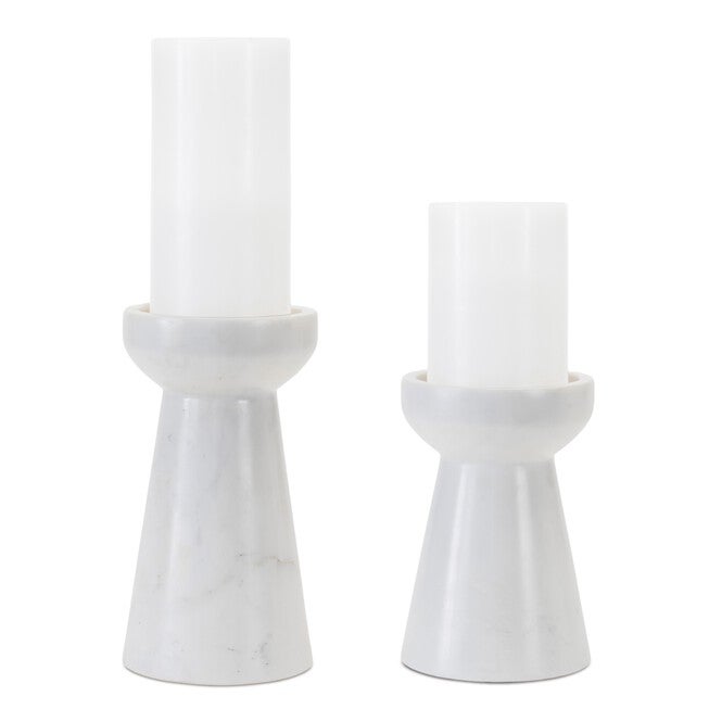Modern Marble Candle Holder (Set of 2), WHITE/GREY, alternate image number 1