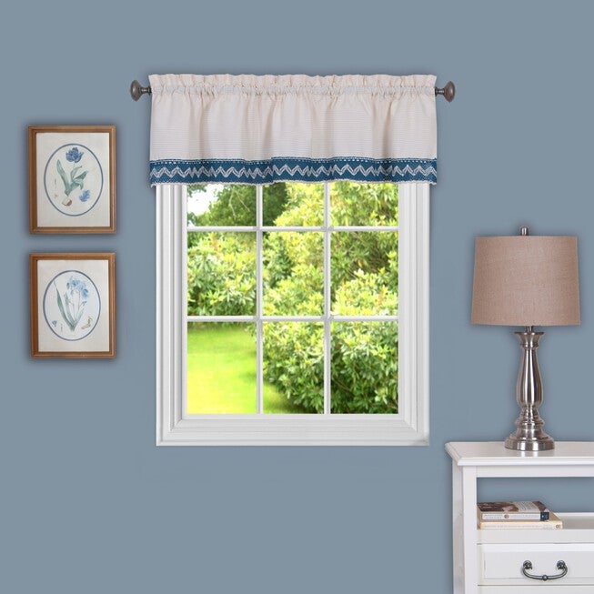 Camden 58 inches x 14 inches Window Curtain Valance, BLUE, hi-res image number 0