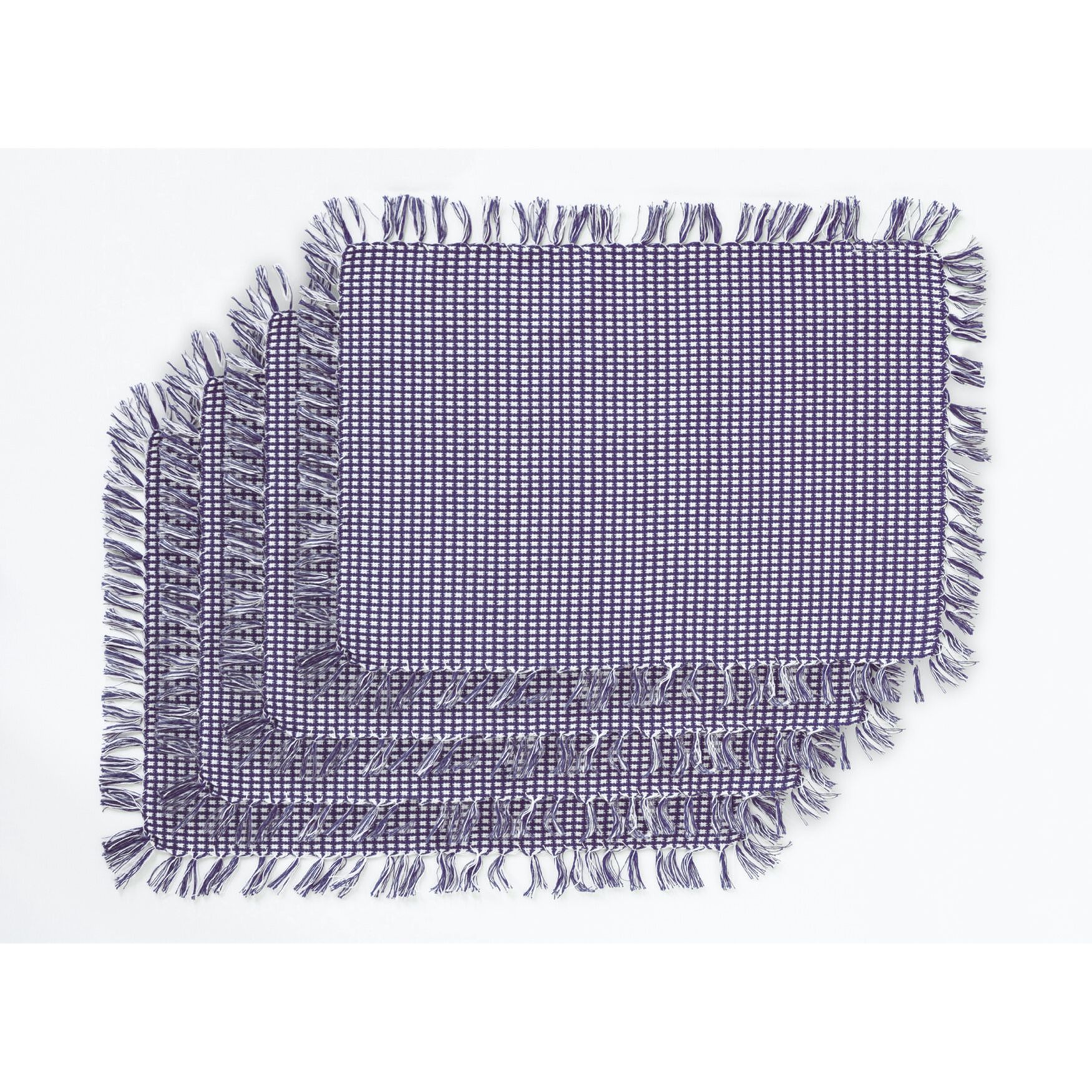 HOMESPUN FRINGED Placemats 4 PK13X19, MARINE BLUE, hi-res image number 0