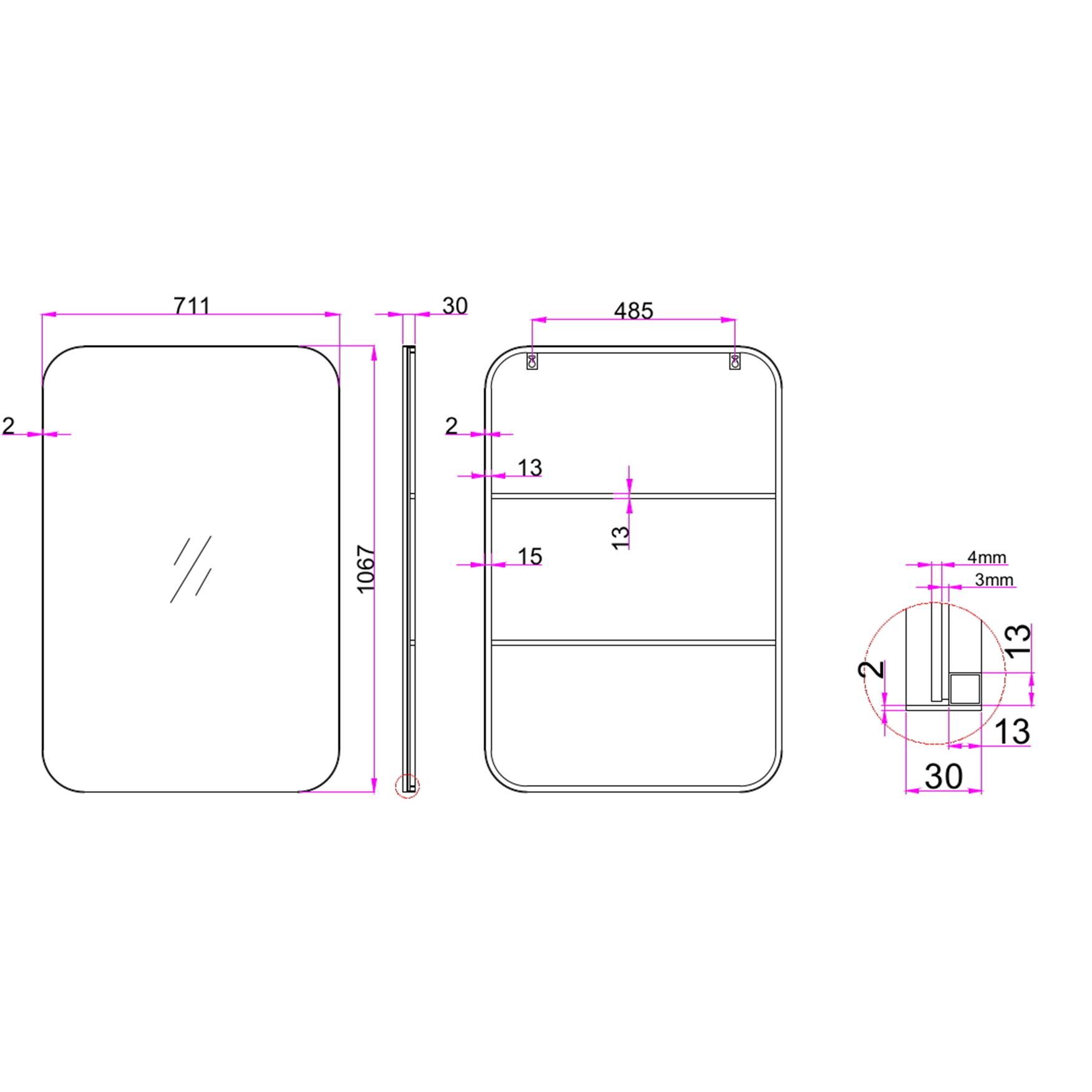 Rectangular Metal Frame Mirror, , alternate image number 4
